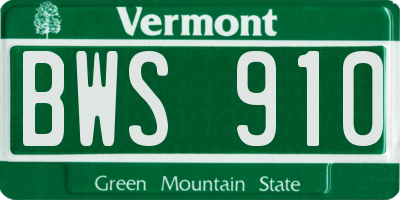 VT license plate BWS910