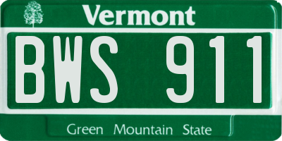VT license plate BWS911