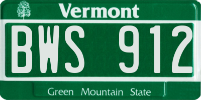 VT license plate BWS912