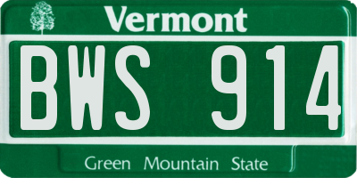 VT license plate BWS914