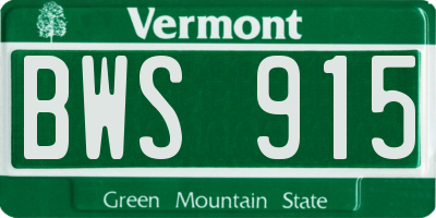 VT license plate BWS915