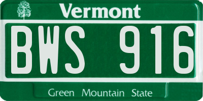 VT license plate BWS916