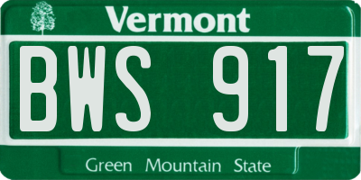 VT license plate BWS917