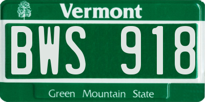 VT license plate BWS918