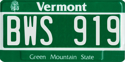 VT license plate BWS919