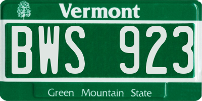 VT license plate BWS923
