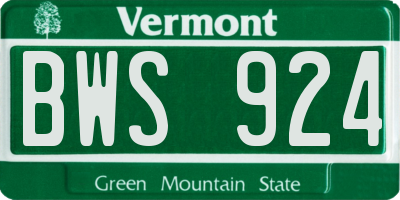 VT license plate BWS924