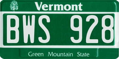 VT license plate BWS928
