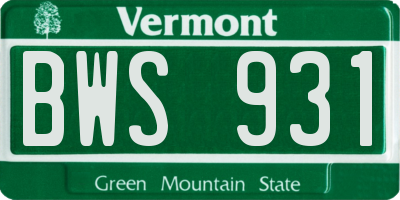 VT license plate BWS931