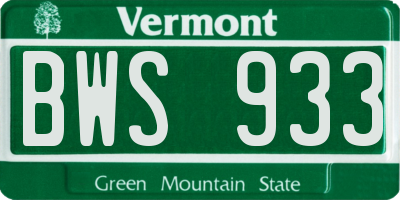 VT license plate BWS933