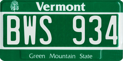 VT license plate BWS934