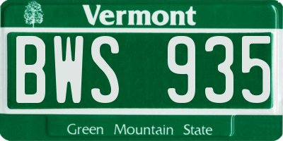 VT license plate BWS935