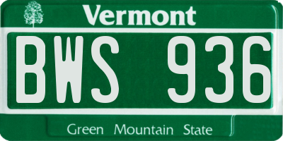 VT license plate BWS936