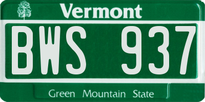 VT license plate BWS937