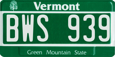 VT license plate BWS939