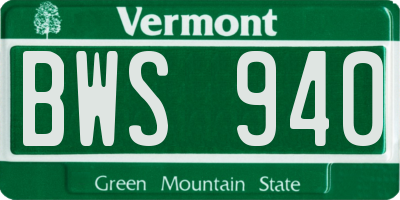 VT license plate BWS940