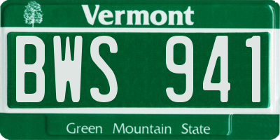 VT license plate BWS941