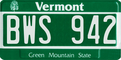 VT license plate BWS942