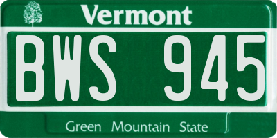 VT license plate BWS945