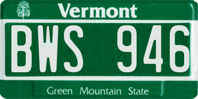 VT license plate BWS946