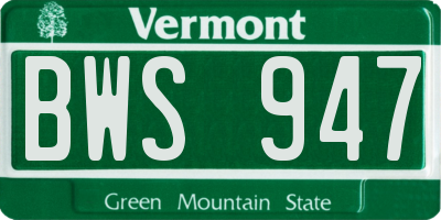 VT license plate BWS947