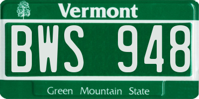 VT license plate BWS948