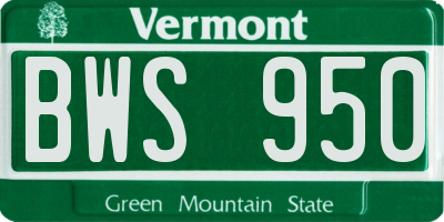 VT license plate BWS950