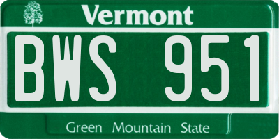 VT license plate BWS951