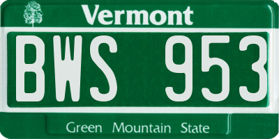 VT license plate BWS953