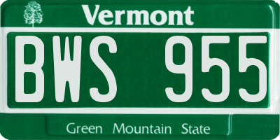 VT license plate BWS955