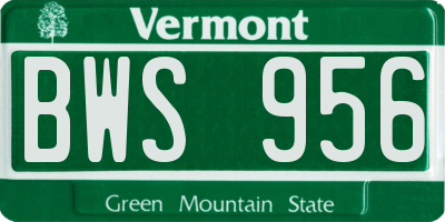 VT license plate BWS956