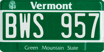 VT license plate BWS957
