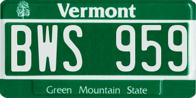 VT license plate BWS959