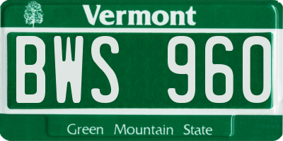 VT license plate BWS960
