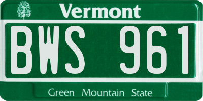 VT license plate BWS961