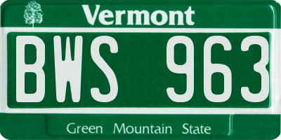 VT license plate BWS963