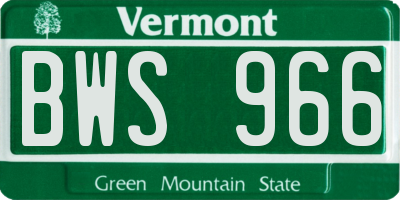 VT license plate BWS966