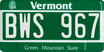 VT license plate BWS967