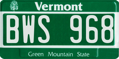 VT license plate BWS968
