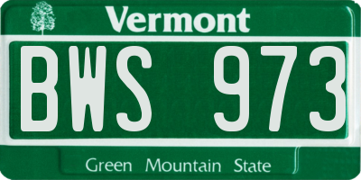 VT license plate BWS973