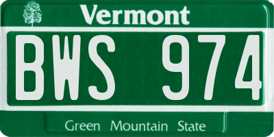 VT license plate BWS974