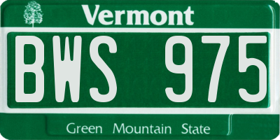 VT license plate BWS975