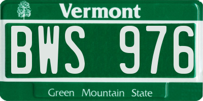 VT license plate BWS976