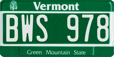 VT license plate BWS978