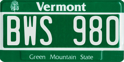 VT license plate BWS980