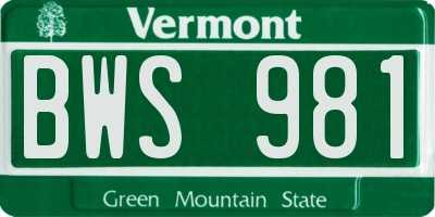 VT license plate BWS981