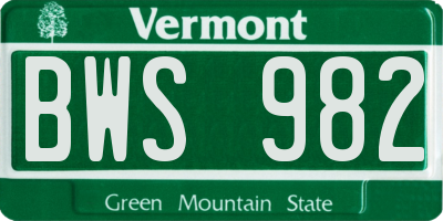 VT license plate BWS982