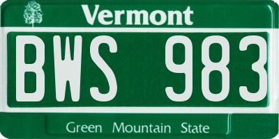 VT license plate BWS983