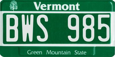 VT license plate BWS985