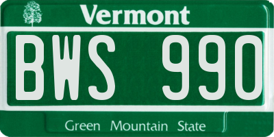 VT license plate BWS990